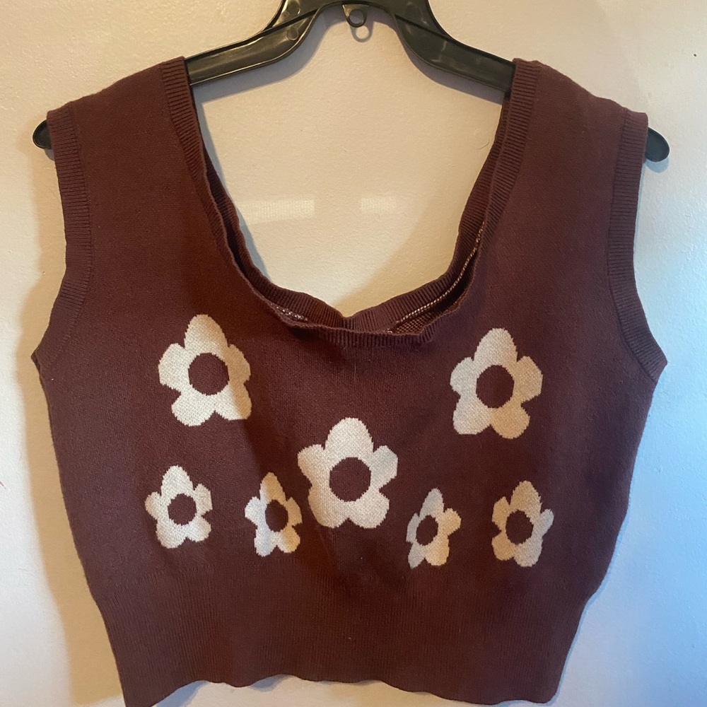 Floral Brown Sweater Top